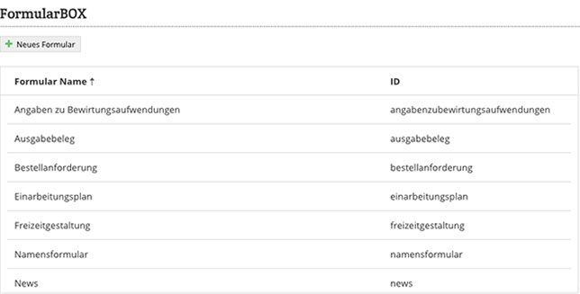 Formulare = FormularBOX Software Groupware Formulare Vorlagen Uebersicht