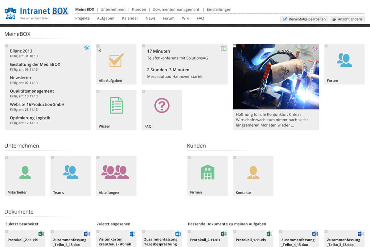 Groupware Software Erweiterungen DashboardBOX