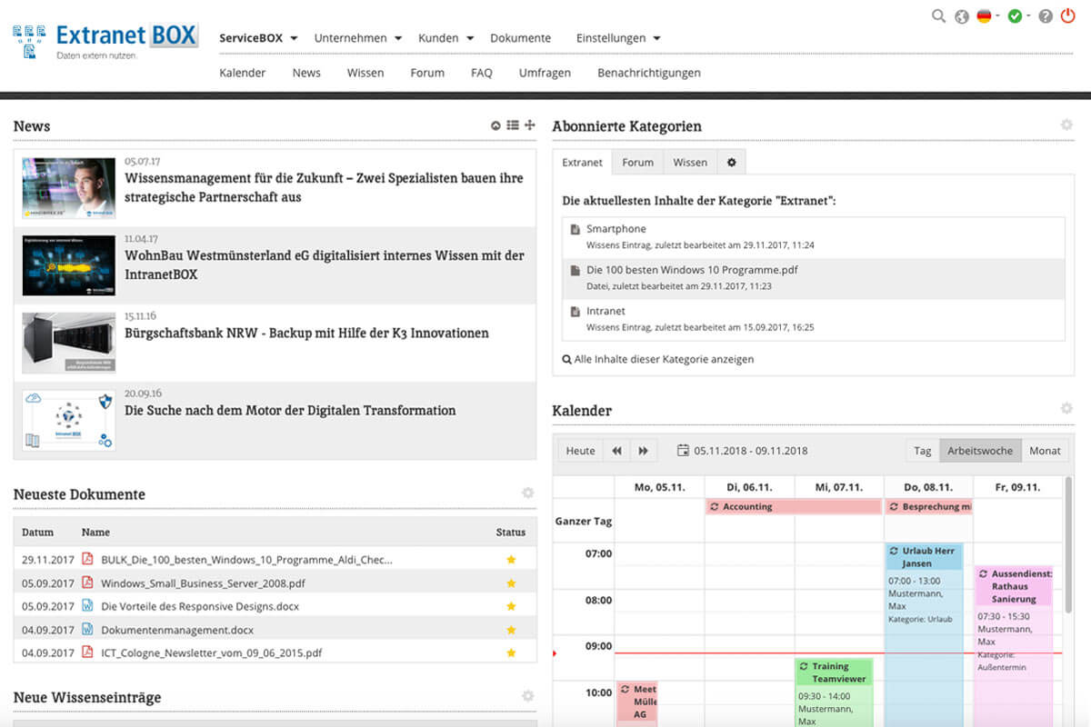 Groupware Software Erweiterungen ExtranetBOX